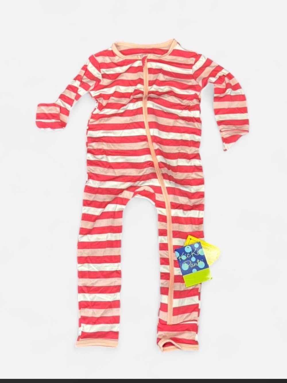 KICKEE Pants 18-24M Pink Stripe Zip Sleeper Footie NWT